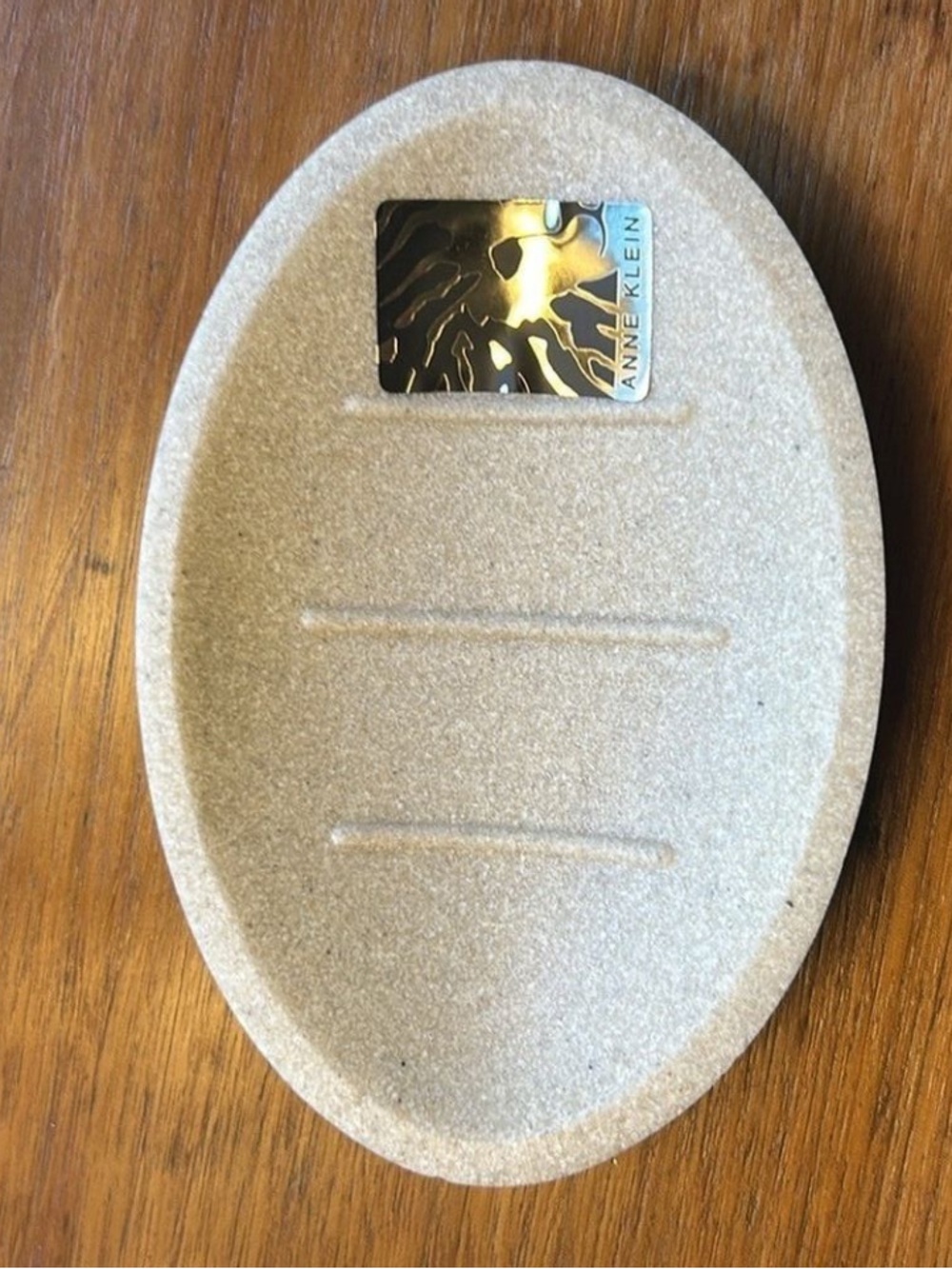 Anne Klein Textured Beige White Soap Dish NEW